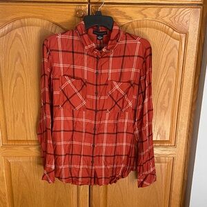 Sanctuary Brand Plaid Boyfriend Shirt. Relaxed Oversized Fit. Size XS.